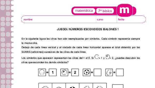 Juego: números escondidos balones 1