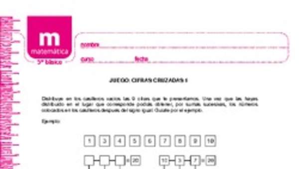 Juego: cifras cruzadas 1