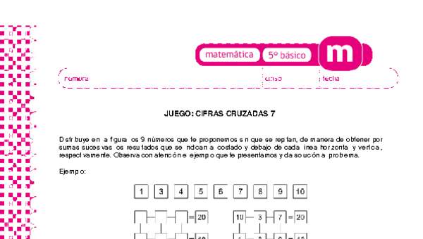 Juego: cifras cruzadas 7