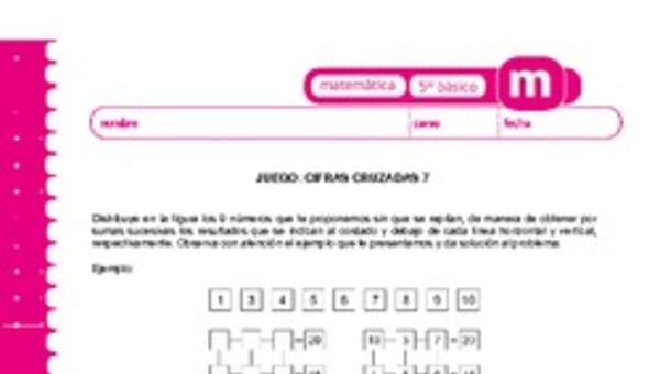 Juego: cifras cruzadas 7