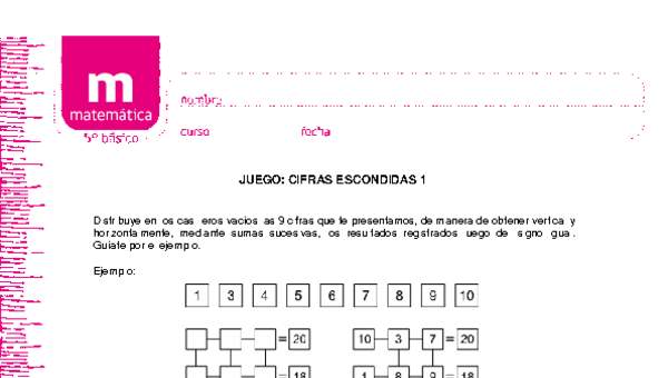 Juego: cifras escondidas 1