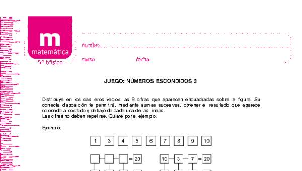 Juego: números escondidos 3