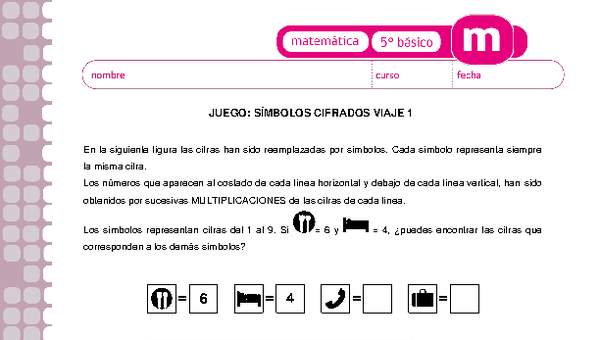 Juego: símbolos cifrados viaje 1