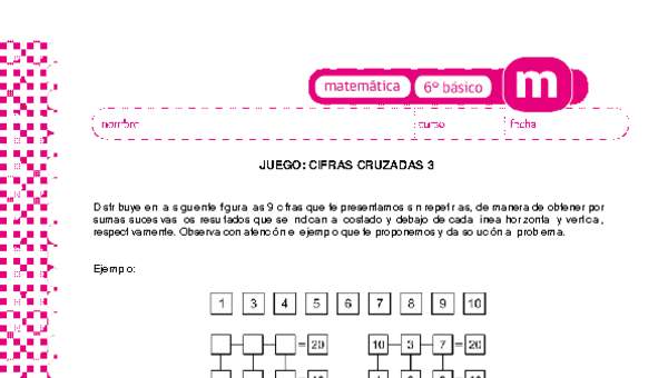 Juego: cifras cruzadas 3