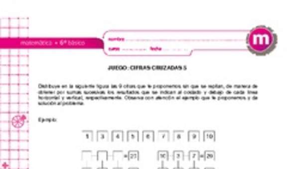 Juego: cifras cruzadas 5