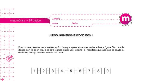 Juego: números escondidos 1