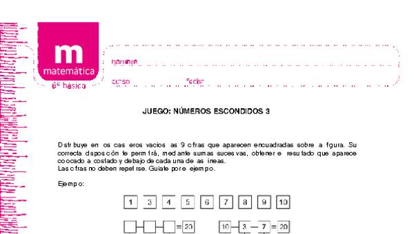 Juego: números escondidos 3