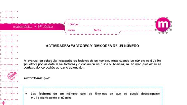 Factores y divisores de un número