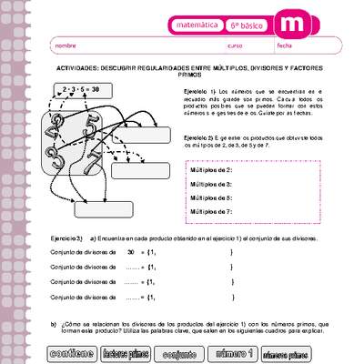 Descubrir regularidades entre multiplos, divisores y factores primos