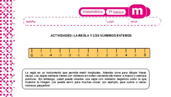 La regla y los números enteros