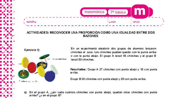 Reconocer una proporción como una igualdad entre dos razones