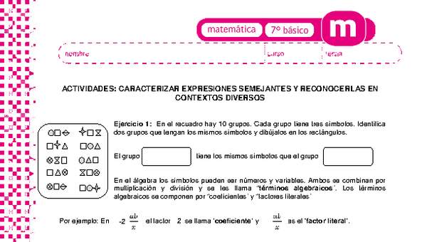 Caracterizar expresiones semejantes y reconocerlas en contextos diversos