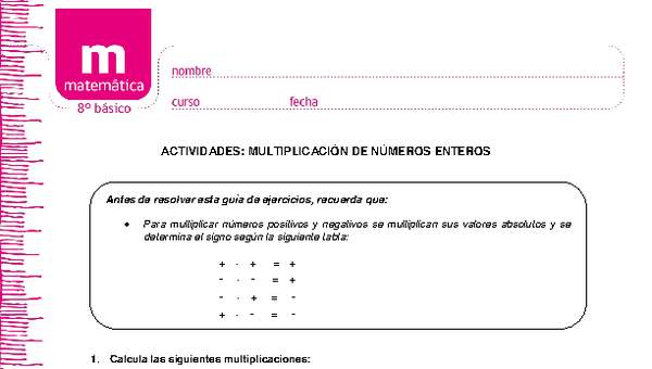 Multiplicación de números enteros