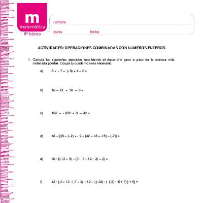 Operaciones combinadas con números enteros