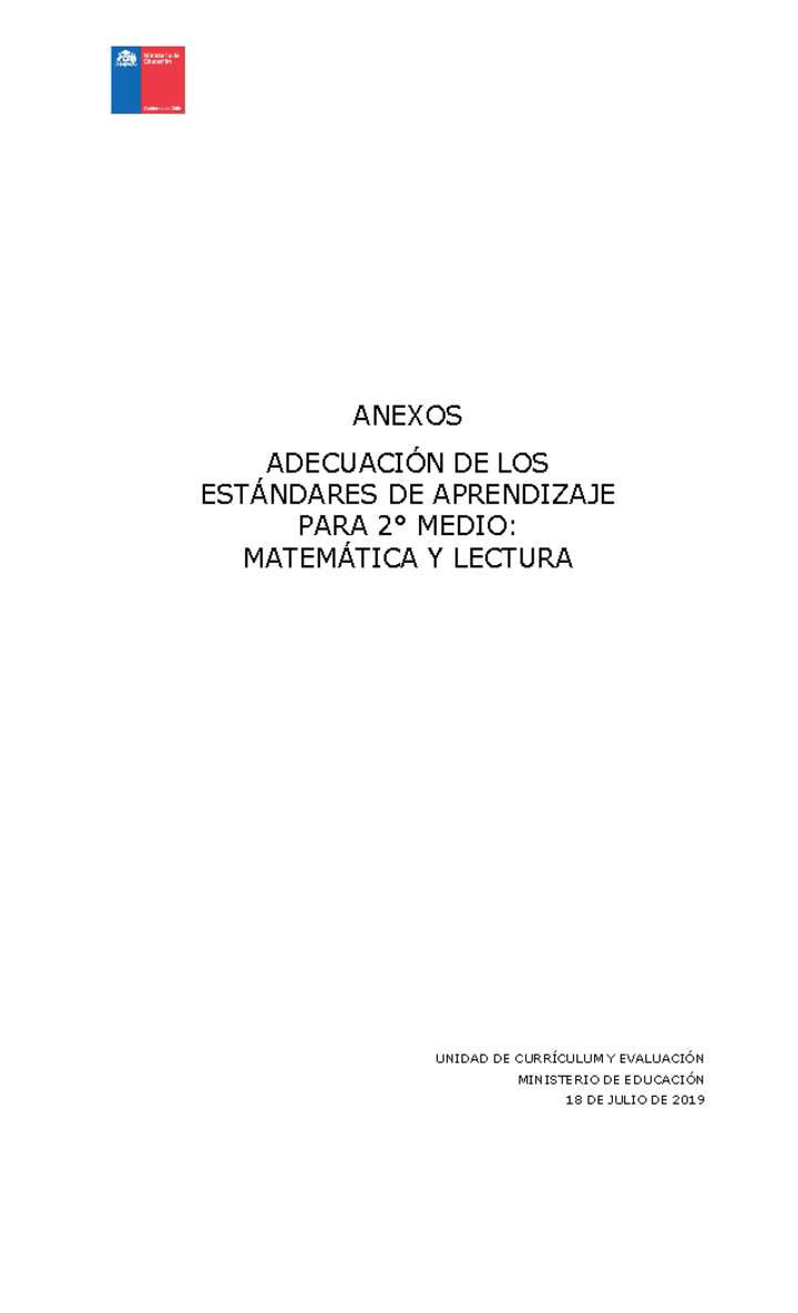 Anexos Adecuación de los Estándares de Aprendizaje para 2º medio