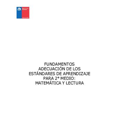 Fundamentos Adecuación de los Estándares de Aprendizaje para 2º medio