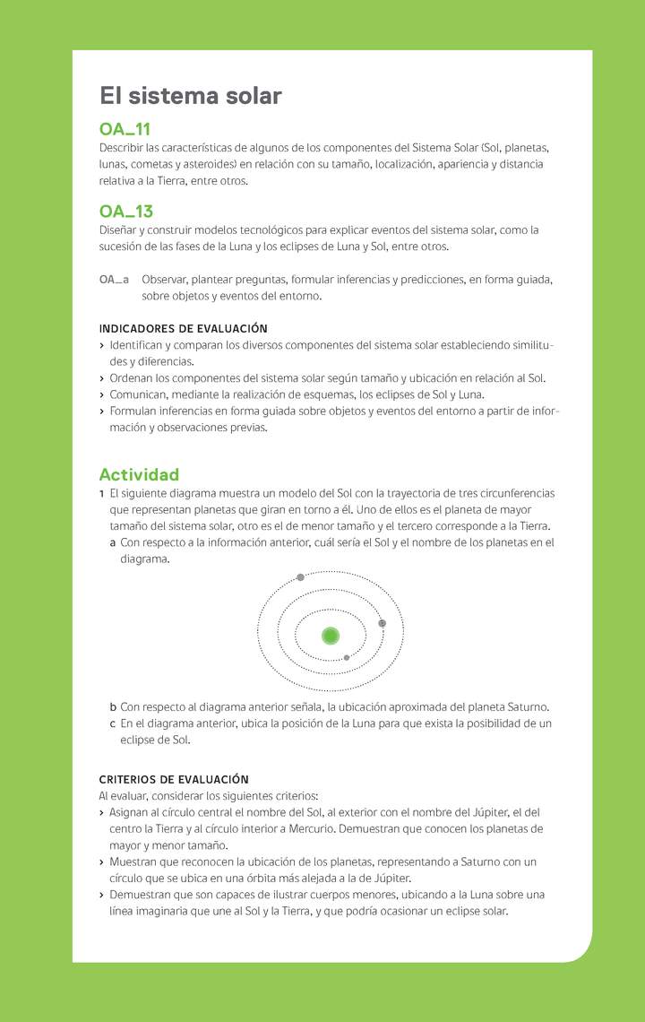 Ejemplo Evaluación Programas - OA11 - OA13 - El sistema solar