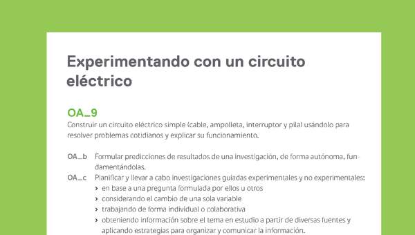 Ejemplo Evaluación Programas - OA09 - Experimentando con un circuito eléctrico