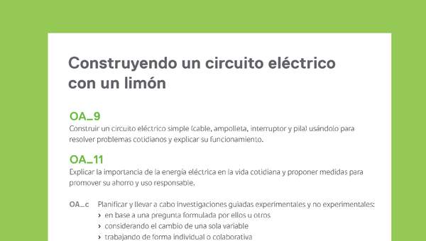 Ejemplo Evaluación Programas - OA09 - OA11 - Construyendo un circuito eléctrico con un limón