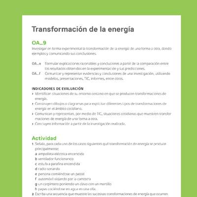 Ejemplo Evaluación Programas - OA09 - Transformación de la energía