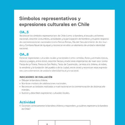 Ejemplo Evaluación Programas - OA05 - OA06 - Símbolos representativos y expresiones culturales en Chile