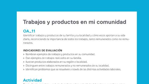 Ejemplo Evaluación Programas - OA11 - Trabajos y productos en mi comunidad