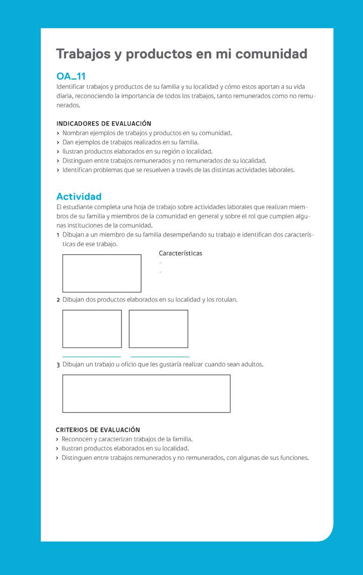 Ejemplo Evaluación Programas - OA11 - Trabajos y productos en mi comunidad