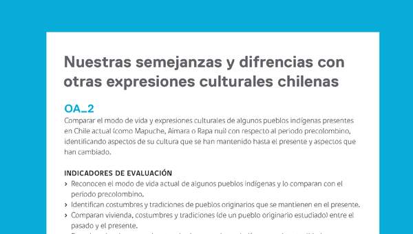 Ejemplo Evaluación Programas - OA02 - Nuestras semejanzas y diferencias con otras expresiones culturales chilenas