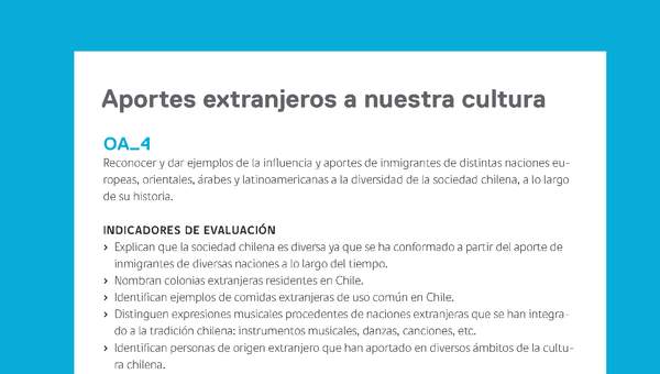 Ejemplo Evaluación Programas - OA04 - Aportes extranjeros a nuestra cultura