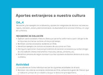 Ejemplo Evaluación Programas - OA04 - Aportes extranjeros a nuestra cultura