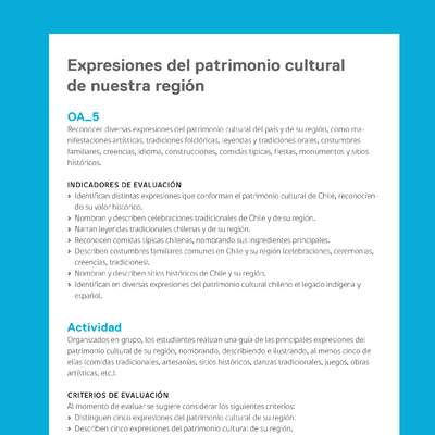 Ejemplo Evaluación Programas - OA05 - Expresiones del patrimonio cultural de nuestra región