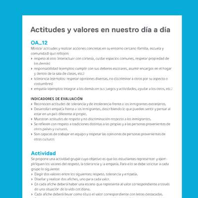 Ejemplo Evaluación Programas - OA12 - Actitudes y valores en nuestro día a día