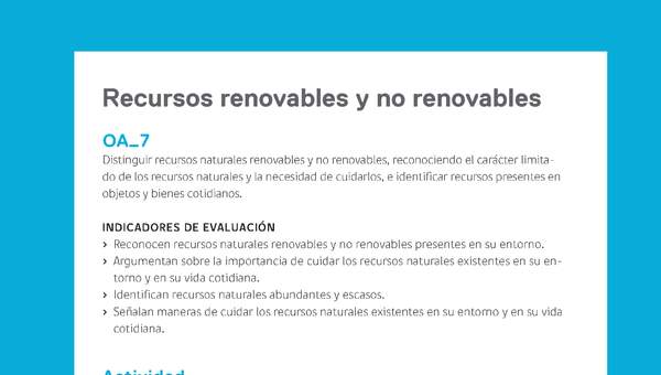 Ejemplo Evaluación Programas - OA07 - Recursos renovables y no renovables