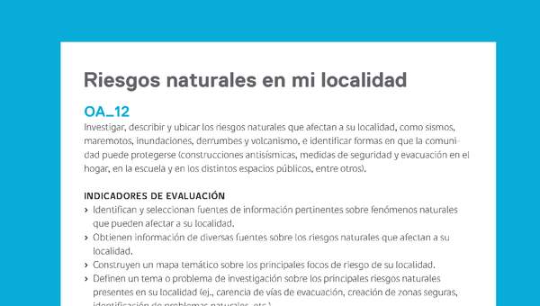 Ejemplo Evaluación Programas - OA12 - Riesgos naturales en mi localidad