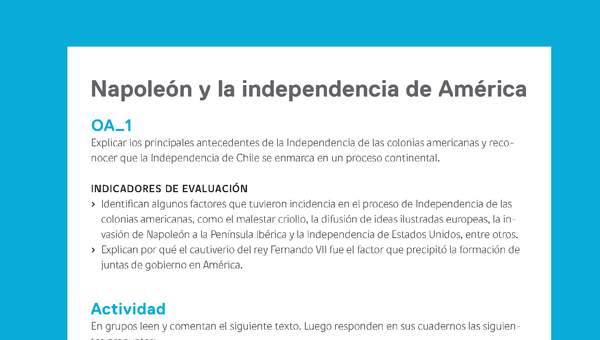 Ejemplo Evaluación Programas - OA01 - Napoleón y la independencia de América