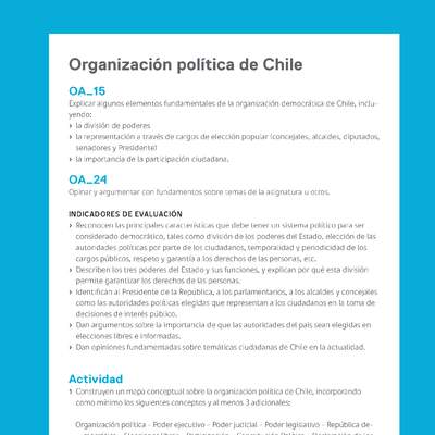 Ejemplo Evaluación Programas - OA15 - OA24 - Organización política de Chile