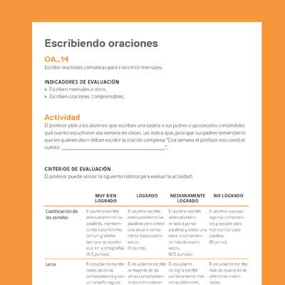 Ejemplo Evaluación Programas - OA14 - Escribiendo oraciones