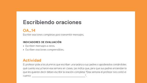 Ejemplo Evaluación Programas - OA14 - Escribiendo oraciones