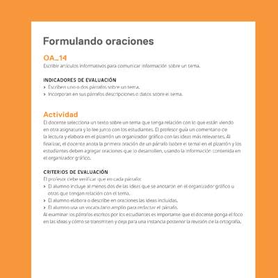 Ejemplo Evaluación Programas - OA14 - Formulando oraciones