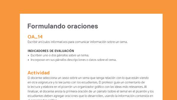 Ejemplo Evaluación Programas - OA14 - Formulando oraciones