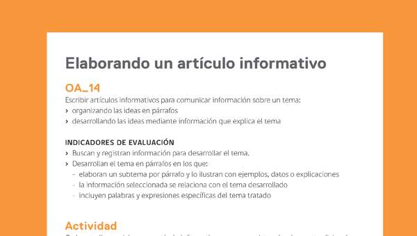 Ejemplo Evaluación Programas - OA14 -Elaborando un artículo informativo