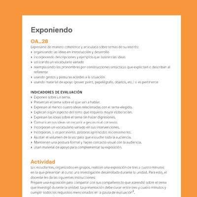 Ejemplo Evaluación Programas - OA28 - Exponiendo