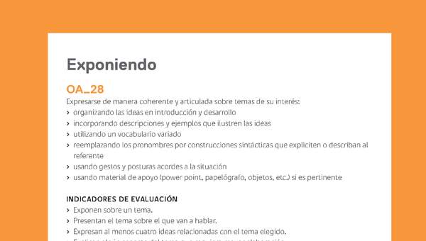 Ejemplo Evaluación Programas - OA28 - Exponiendo