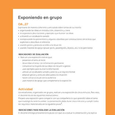 Ejemplo Evaluación Programas - OA27 - Exponiendo en grupo