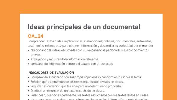 Ejemplo Evaluación Programas - OA24 - Ideas principales de un documental