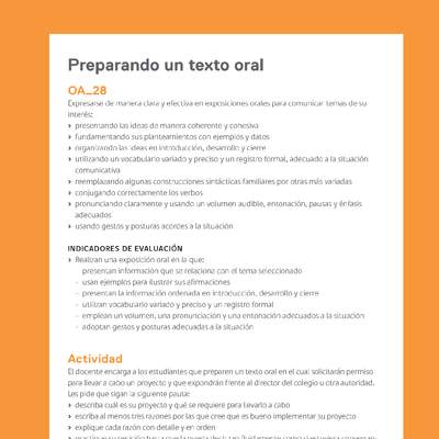 Ejemplo Evaluación Programas - OA28 - Preparando un texto oral