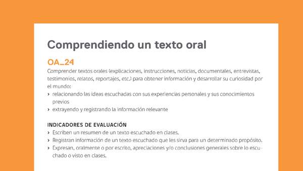 Ejemplo Evaluación Programas - OA24 - Comprendiendo un texto oral