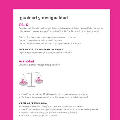 Ejemplo Evaluación Programas - OA12 - Igualdad y desigualdad