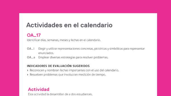 Ejemplo Evaluación Programas - OA17 - Actividades en el calendario