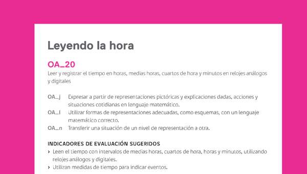 Evaluación Programas - MA03 OA20 - U3 - Leyendo la hora